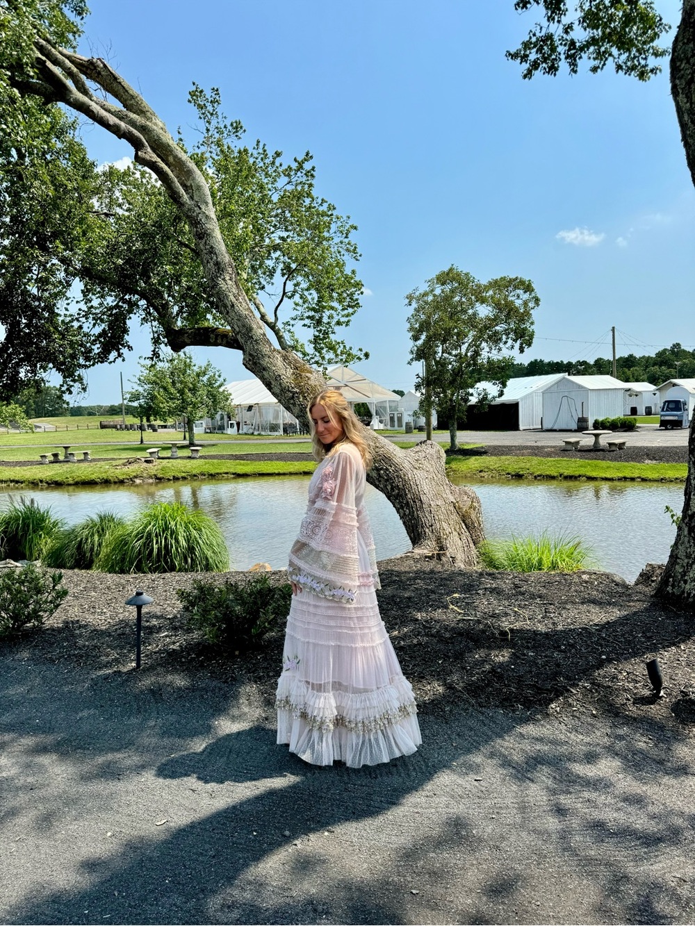 Fillyboo Blush Pink Boho Lace Tiered Maxi Dress